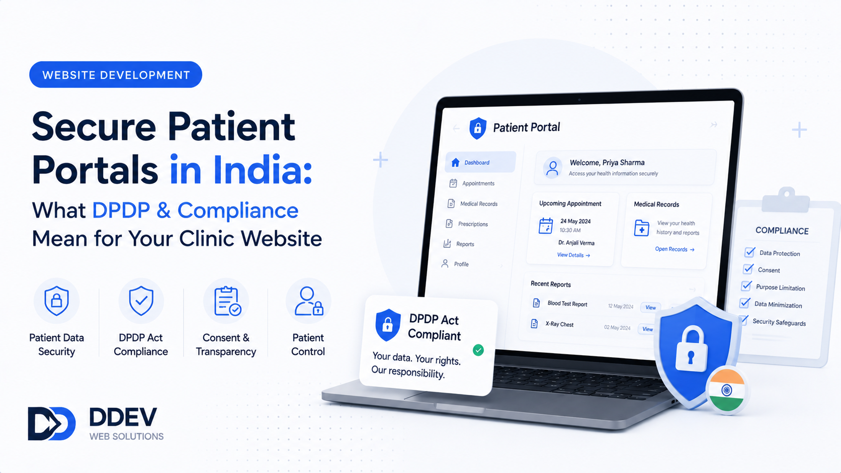 Secure Patient Portals in India: What DPDP & Compliance Mean for Your Clinic Website
